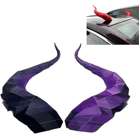Car Roof Dragon Horn Decor – Universal Fit Devil Horn Ornament – Strong Adhesive No Drill Installation – Halloween and Daily Vehicle Styling (D)