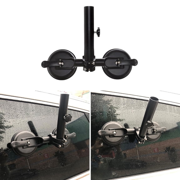 Universal Metal Flagpole Holder For Car Motorcycle Truck Windproof Adjustable Mounting Bracket Iron Rubber Suction Base