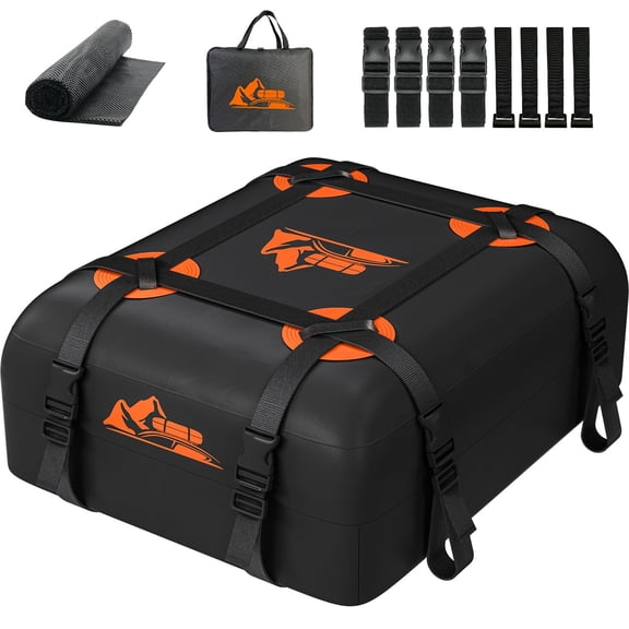Car Rooftop Cargo Carrier Bag 20 Cubic Feet, 100% Waterproof Heavy Duty Car Roof Bag for All Vehicle with/Without Racks - Anti-Slip Mat, 6 Door Hooks, Storage Bags, 5CM Straps(Blue)