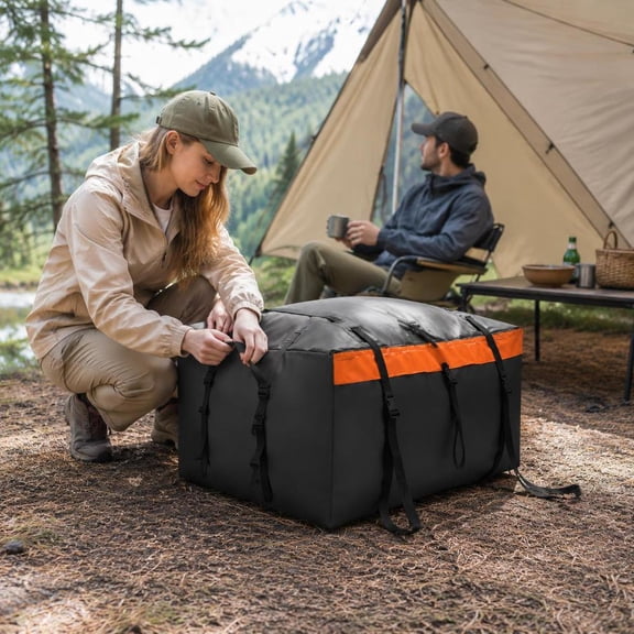 Car Rooftop Cargo Carrier Bag, 20 Cubic Feet, 840D PVC, Waterproof, with Lock, Anti-Slip Mat, 6 Door Hooks