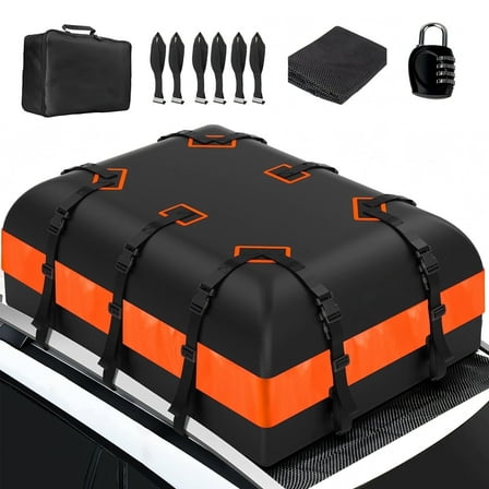 Car Rooftop Cargo Carrier - 21 Cubic feet, 100% Waterproof Heavy Duty 840D Car Roof Bag for All Vehicles with/Without Racks -Slip Mat + Reinforced Straps + 6 Door Hooks + Luggage Lock