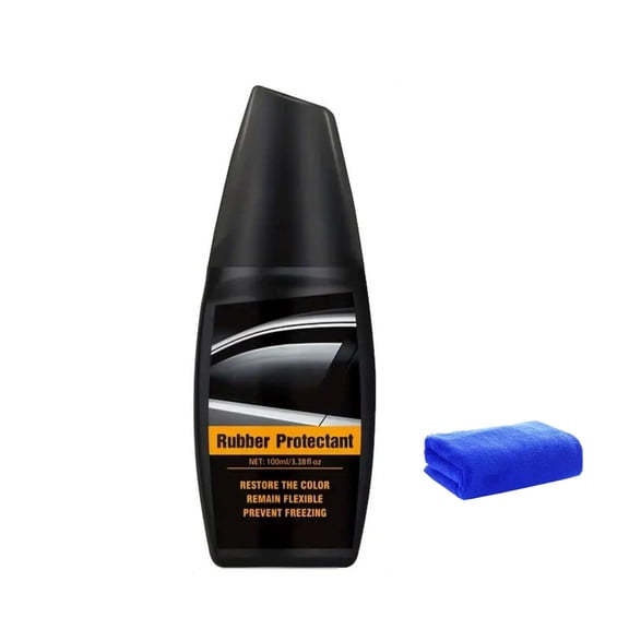 Car Rubber Protectant Restores Flexibility and Prevents Aging for Door Seals Wipers, UV Protection Weatherstripping Restorer with Sponge Applicator, 3.4 fl oz