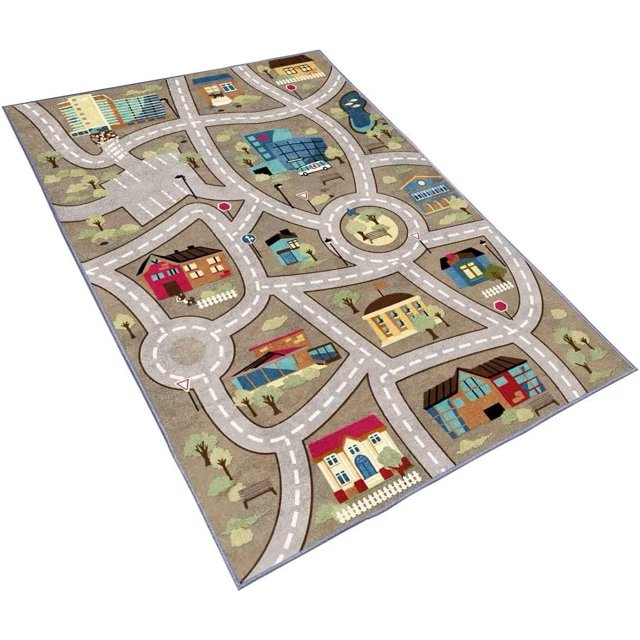 Car Rugs Play Mat for Toy Cars，Kids Rug with Roads for Playroom，City