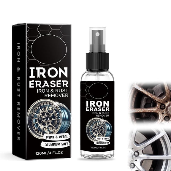 Car Rust Remover Spray,120ml Iron Eraser Rust Powder Remover for Wheels & Paint, Fast Acting Brake Dust Cleaner, Professional Formula Safe for Alloy Wheels & Clear Coat