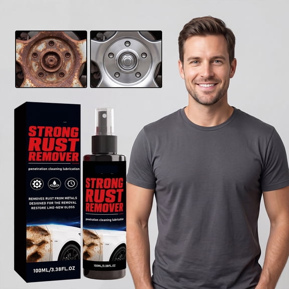Car Rust Remover Spray 3.4 fl oz, Multi-Purpose Metal Rust Cleaner for Wheels Bolts & Surfaces, Penetrating Lubricant & Anti-Corrosion