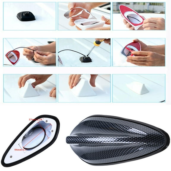 Car SUV Roof Shark Fin Decor Antenna Radio FM Signal Aerials -Carbon Fiber Style