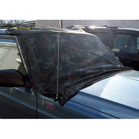 Car SUV Windshield Cover Snow Ice Protector Sun Shield W/ Storage Pouch Camo Polyester Measures approx 55” X 72”