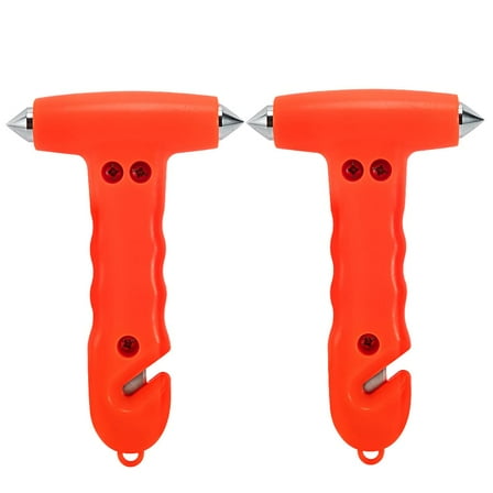 Car Safety Hammer 2-Pack, Auto Emergency Escape Hammer with Window Breaker and Seat Belt Cutter, Striking Red Emergency Escape Tool for Car Accidents