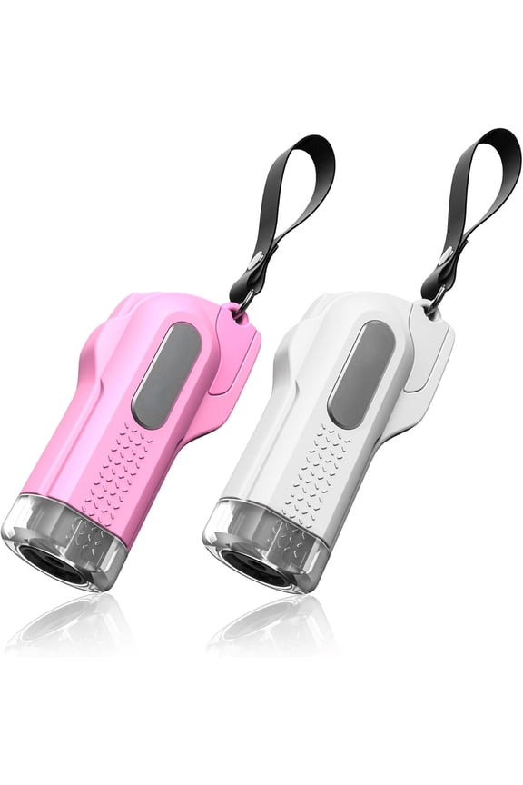 Car Safety Hammer, 2-Pack Window Glass Breaker & Seatbelt Cutter, Emergency Keychain, Automotive Escape Kit and Survival Tool for Land/Underwater, Pink & White