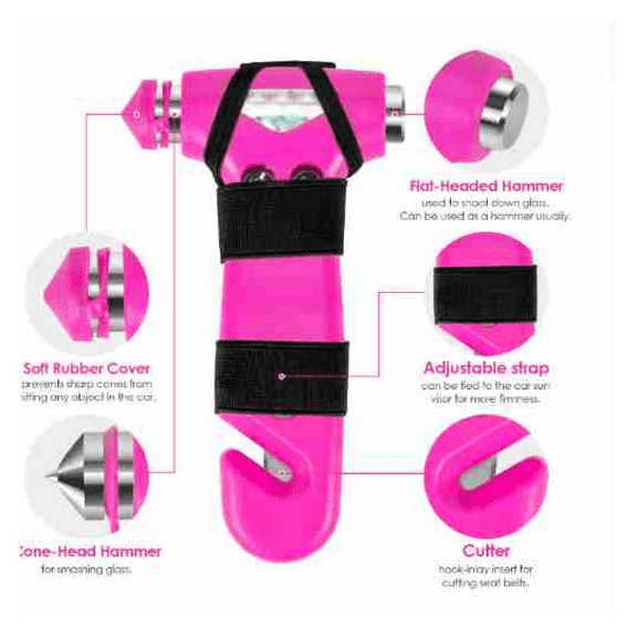 Car Safety Hammer, 3-in-1 Emergency Escape Tool - Window Breaker & Seatbelt Cutter - Gift for Drivers, Family & Road Trips