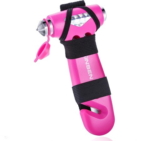 Car Safety Hammer, Automotive Window Breaker and Seatbelt Cutter, Roadside Emergency Kit, 3 in 1 Escape Tools, Road Trip Essential and Must Haves (1Pcs, Pink)