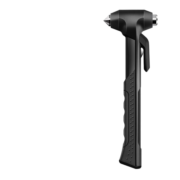 Car Safety Hammer - Multi-Functional Window Breaker & Seatbelt Cutter,1-Second Glass Breaking ABS Alloy Long Handle,Portable Emergency Escape Tool for Vehicles,Black (No Bracket)