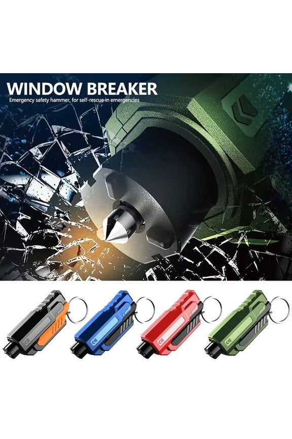 Car Safety Hammer Window Breaker Emergency Escape Tool, 2-in-1 Glass Breaker andSeatbelt Cutter Keychain for Vehicle, Portable Life-Saving Rescue Tool Blue