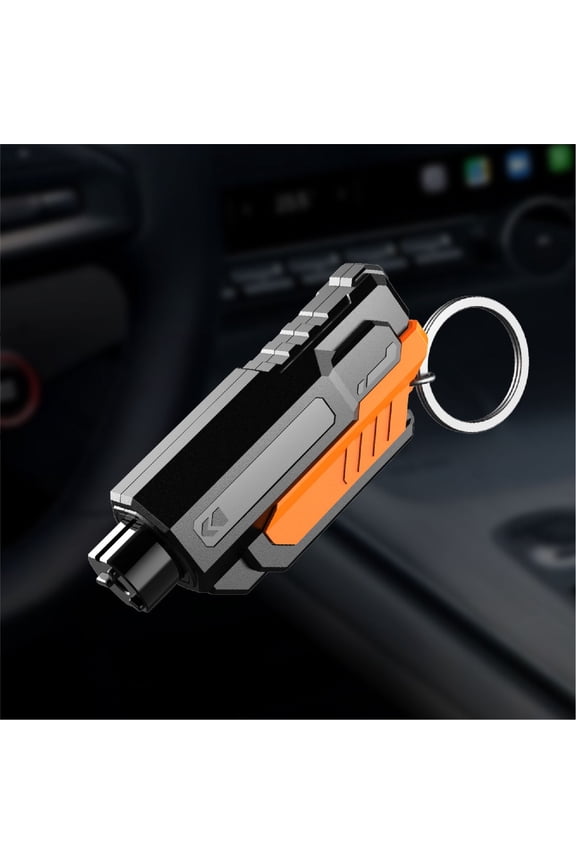 Car Safety Hammer Window Breaker Emergency Escape Tool, 2-in-1 Glass Breaker andSeatbelt Cutter Keychain for Vehicle, Portable Life-Saving Rescue Tool Orange