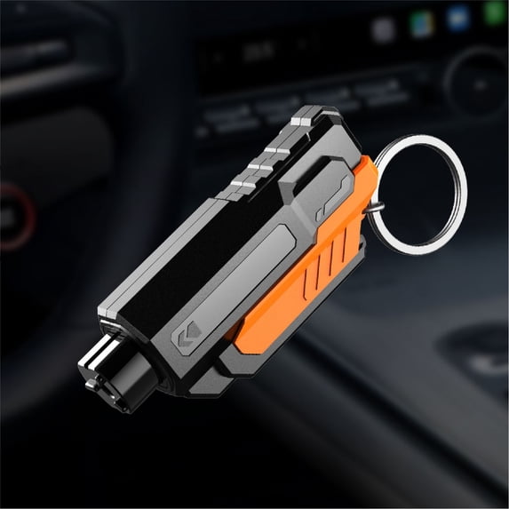 Car Safety Hammer Window Breaker Emergency Escape Tool, 2-in-1 Glass Breaker andSeatbelt Cutter Keychain for Vehicle, Portable Life-Saving Rescue Tool Orange