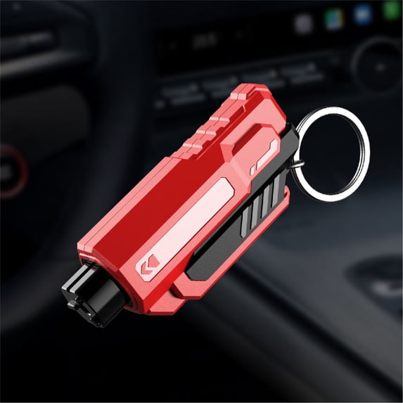 Car Safety Hammer Window Breaker Emergency Escape Tool, 2-in-1 Glass Breaker andSeatbelt Cutter Keychain for Vehicle, Portable Life-Saving Rescue Tool Red