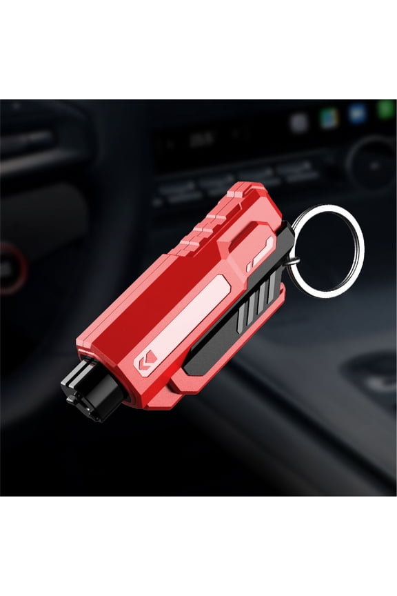 Car Safety Hammer Window Breaker Emergency Escape Tool, 2-in-1 Glass Breaker andSeatbelt Cutter Keychain for Vehicle, Portable Life-Saving Rescue Tool Red