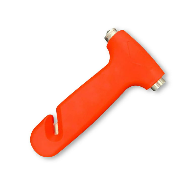Car Safety Hammer: Window Breaker, Seat Belt Cutter (Small, Orange)