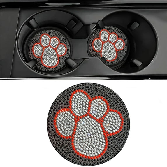 Car Saucer Dog Paw Print Cup Mat, Non-Slip, Heat Insulation, Universal Fit, Decorative and Functional Interior Accessory for Vehicle