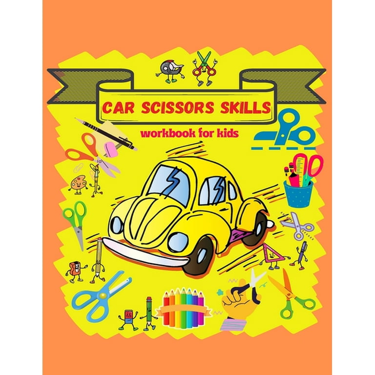 Cars Scissor Skills Printable: 40 pages Activity Book for Kids 2-8 | PDF-  8.5×11