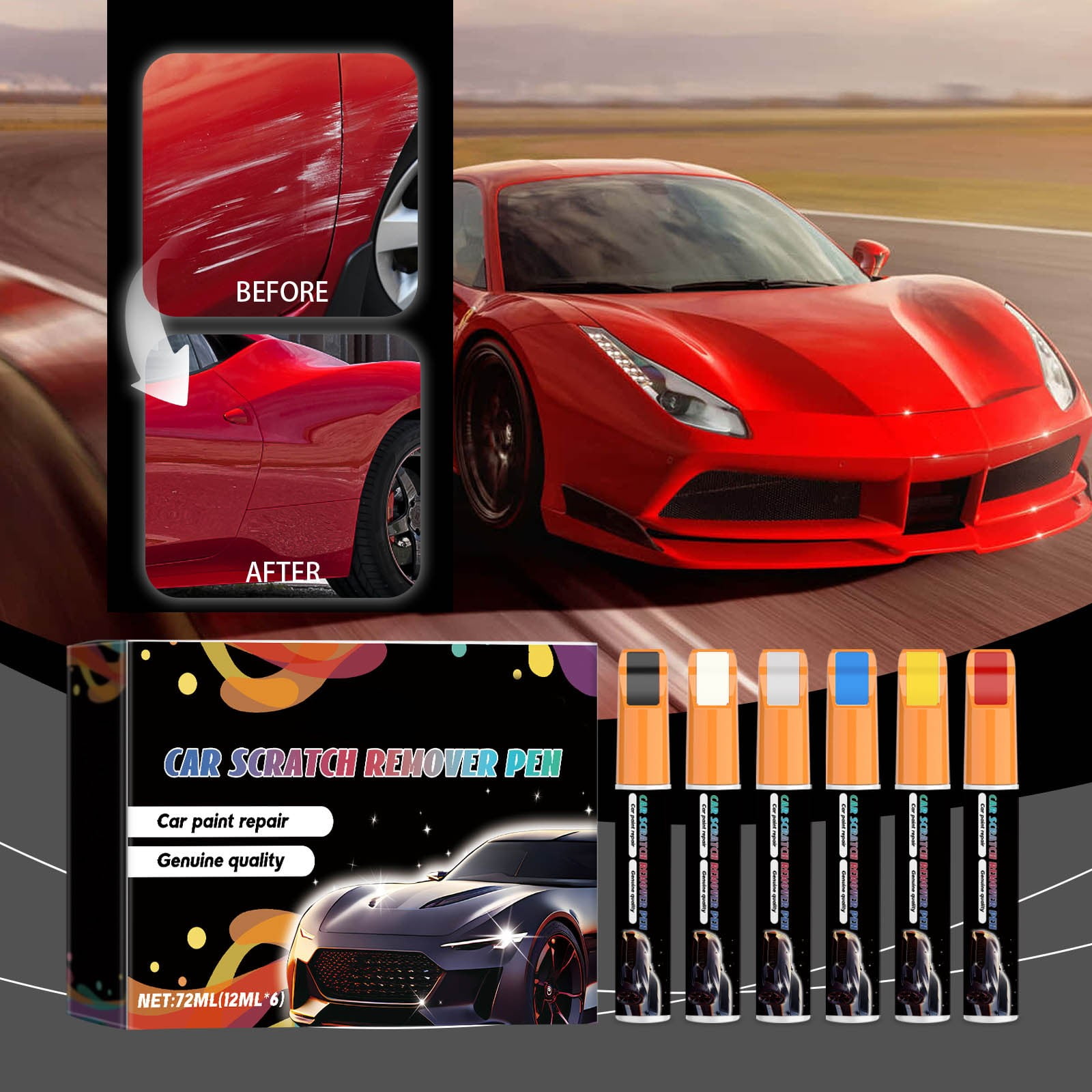 Car Scratch Removal Paint Pen 6 Color Kit 72ML Car Paint And