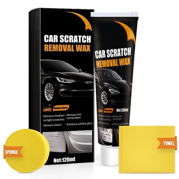 Car Scratch Removal Wax 4oz with Towel & Sponge  Automotive Paint Scratch Remover & Swirl Repair Kit  Polishing Cream Restores Shine, Removes Marks, Protects Paint  Safe for All Car Color