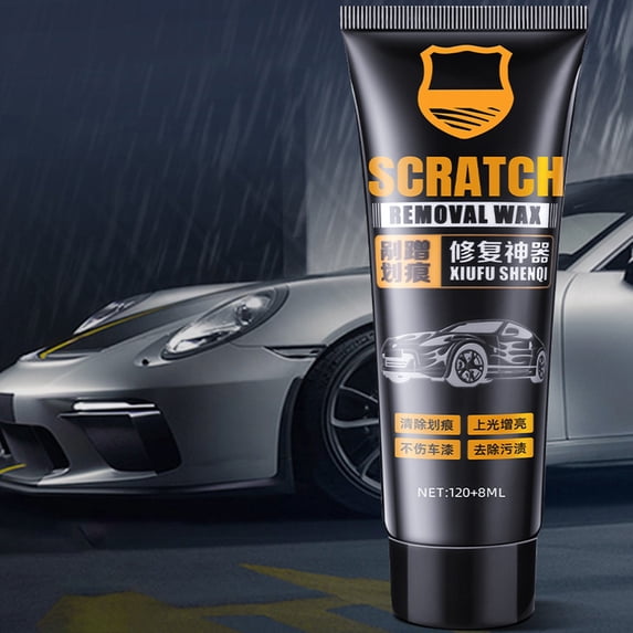 Car Scratch Removal Wax Kit, Polishing Compound with Sponge & Microfiber Towel, Removes Light Scratches, Swirls, Water Spots & Oxidation, Restores Gloss, Safe for All Auto Paint Finishes