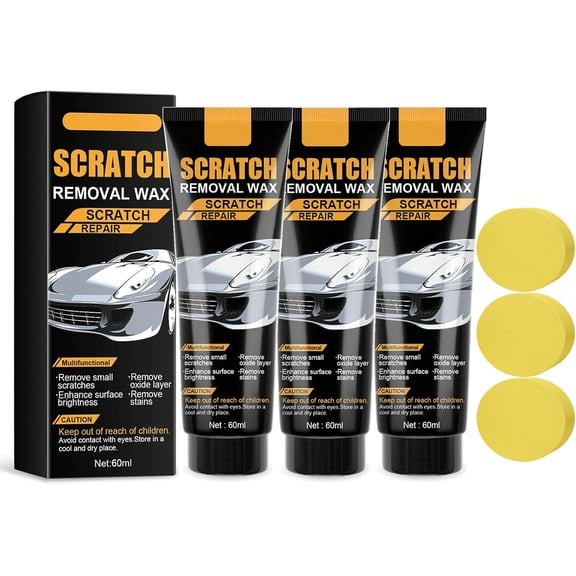 Car Scratch Remover - 2026 New Formula Nano Polish Compound for Deep Scratches, Paint Swirl Remover Wax for All Cars, DIY Repair Kit with Applicator Sponge（3Pcs）