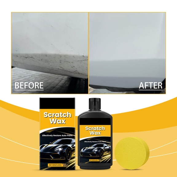 Car Scratch Remover, Auto Paint Restorer Wax, Body Compound Polishing Paste Kit with Sponge, Vehicle Scuffs Swirls Repair Agent, Automotive Exterior Furniture Care, 120g