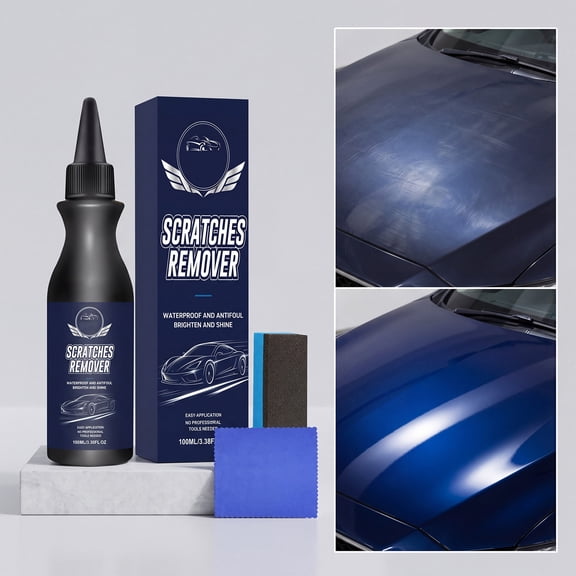 Car Scratch Remover Kit, Auto Paint Scratch Repair Polish with Sponge Cloth, Removes Swirl Marks Scuffs for Vehicle Clear Coat Automotive Detailing, 3.38 fl oz
