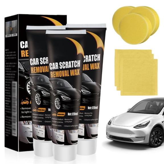 Car Scratch Remover Kit for All Paint Colors, Polishing Wax & Sponge 120ml