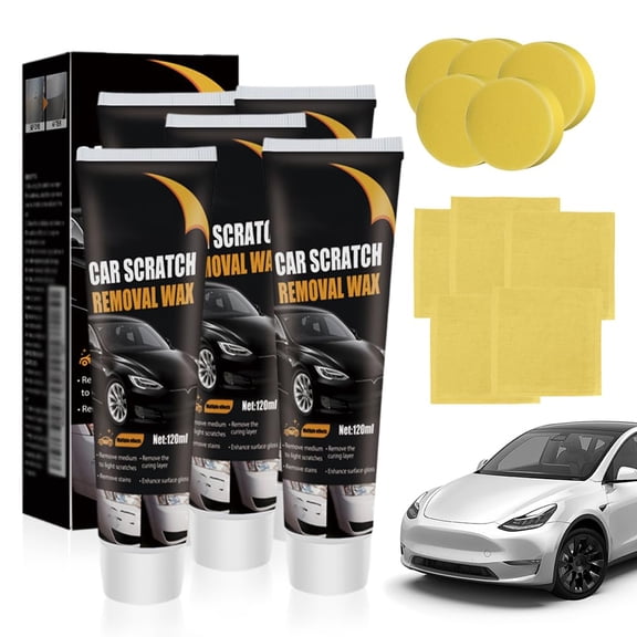 Car Scratch Remover Kit for All Paint Colors, Polishing Wax & Sponge 120ml