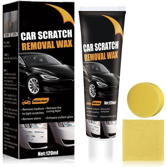 Car Scratch Remover Kit with Sponge for Auto Paint, 120ml Swirl & Scuff Repair Wax