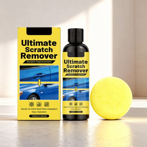 Car Scratch Remover Polish Kit, 3.53 Oz Auto Paint Repair Compound with Buffing Pad for Light Scratch Swirl Mark Blemish Removal On Vehicle Exterior Paint Surface