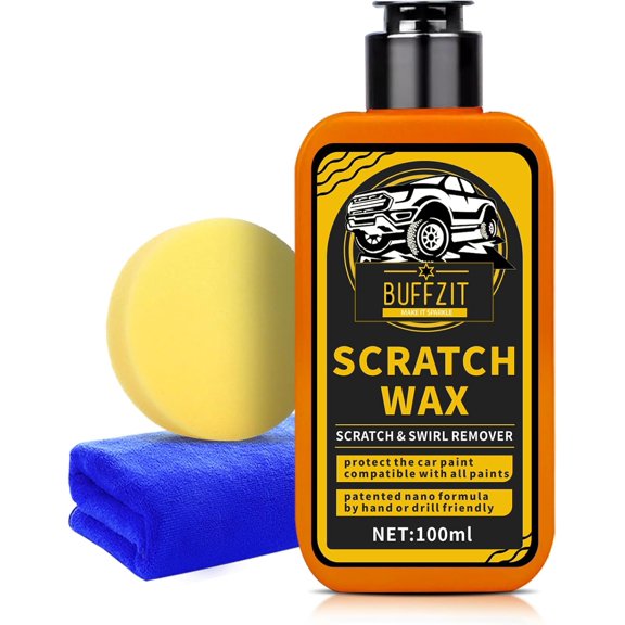 Car Scratch Remover & Polishing Compound - Effectively Eliminates Light Scratches, Hazy Paint, and Swirl Marks, Includes Sponges and Towels, 100ML/3.4oz