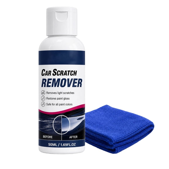 Car Scratch Remover, Quick Restoring Paint Gloss Formula, 1.7 oz Single Bottle Set with Microfiber Cleaning Cloth, for Removing Light Scratches Swirls Water Spots on All Vehicle Paints Car Surfaces
