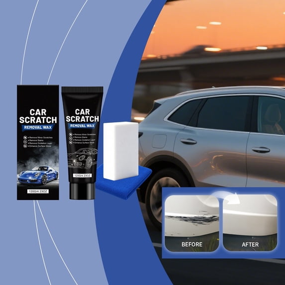 Car Scratch Remover Swirl Polish Kit with Applicator Sponge and Microfiber Cloth Quickly Repairs Imperfections, Restores Shine for All Cars, Removes Light to Medium Scratches and Scuffs