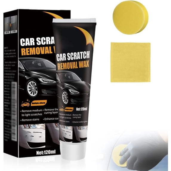 Car Scratch Remover Wax, 2026 Scratch Remover for Vehicles, Car Scratch Repair Paste for Deep Scratches, Universal Car Scratch Removal Wax with Wipe and Sponge (1sets)