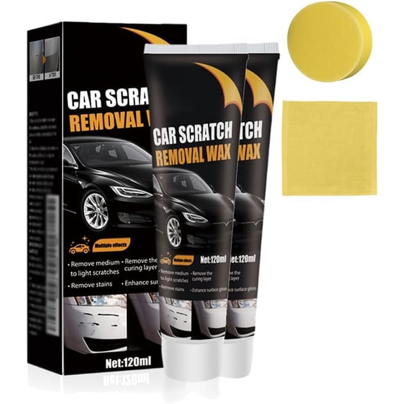 Car Scratch Remover Wax, 2026 Scratch Remover for Vehicles, Car Scratch Repair Paste for Deep Scratches, Universal Car Scratch Removal Wax with Wipe and Sponge (2sets)