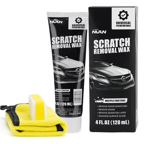 Car Scratch Remover Wax, Universal Premium Polishing Compound for Deep Scratches, 4 fl oz (120 ML), with Sponge and Cloth,White,NUAN scratch removal wax(wwx)