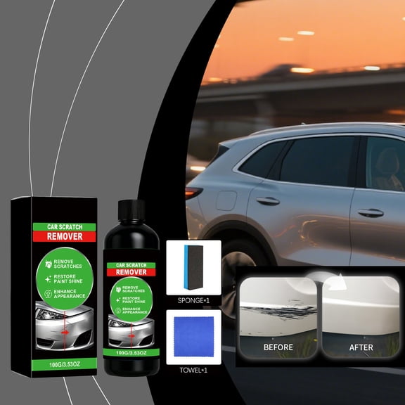 Car Scratch Repair Agent Polish Kit 100ml, Paint Swirl Abrasion Remover Cleaner, Deep Scratch Care with Sponge Towel, Easy Restore Gloss for Vehicle Paint Maintenance
