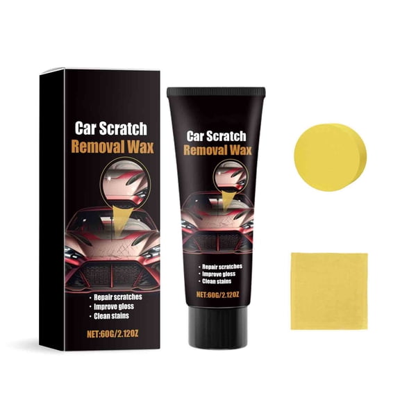 Car Scratch Repair Kit 60g Scratch Wax for Paint Damage with Sponge Towel, Easy Use Polishing for Light Shallow Scratches, Oxide Removal Surface Protection Maintenance,Multicolor