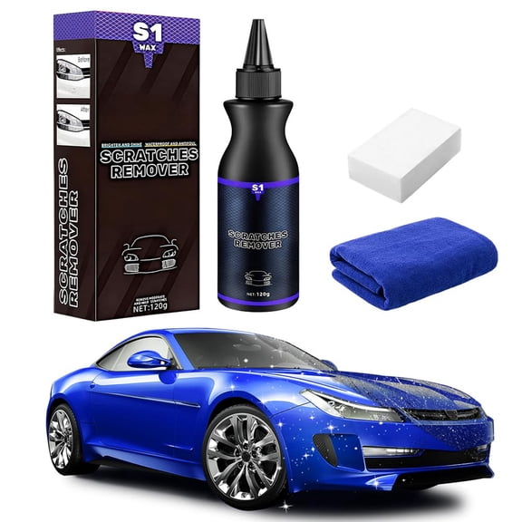 Car Scratch Repair Paste and Wax Kit - Includes Microfiber Cloth and Sponge, Effectively Restores Minor Scratches and Paint Gloss for Metallic, Pearlescent, and Matte Finishes