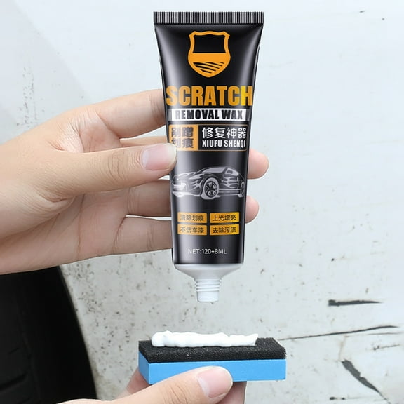 Car Scratch Repair Polish Wax 4.2oz with Application Sponge for Paint Restoration and Oxidation Removal Vehicle Maintenance(Black)
