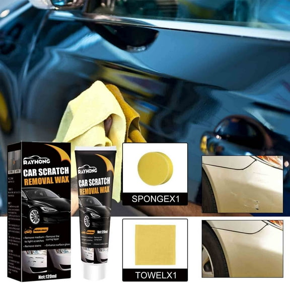 Car Scratch Repair Wax, Paint Scratch Remover Paste & Polishing Compound, Automotive Paint Restorer for Swirl Marks, Clear Coat Scratch Removal Kit with Sponge Applicator
