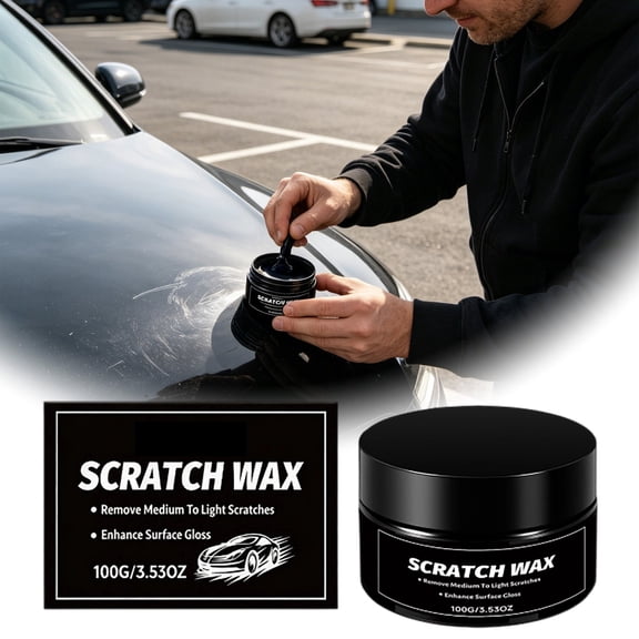 Car Scratch Repair Wax, Polishing Compound for Removing Light & Medium Scratches, Restores Glossy Finish for All Vehicle Paint Colors