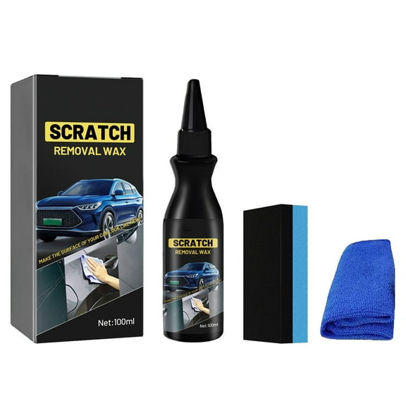Car Scratches Removal Wax Vehicles Paint Scratch Repair Vehicle Repairing Polishing Waxing Kit with Buffer Pad and Towel(100ml)