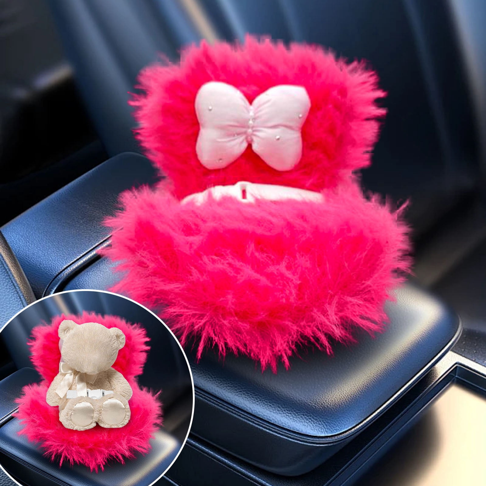 Doll Car Seat With Soft Cushion – For 17cm Dolls, Vent Clip & Desktop Stand, White Plush (Labubu / Collectible)