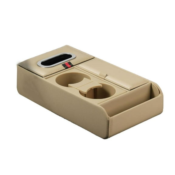 Car Seat Back Armrest Storage Box - Universal PU Leather Organizer with Cup Holder, Large Capacity for SUVs & Sedans