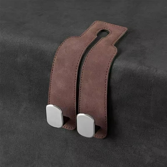 Car Seat Back Double Hooks, Car Seat Back Storage Hook for Headrest, Double Headrest Hooks, Leather Car Seat Headrest Double Hooks and Mobile Phone Holder Universal for Purses and Bags